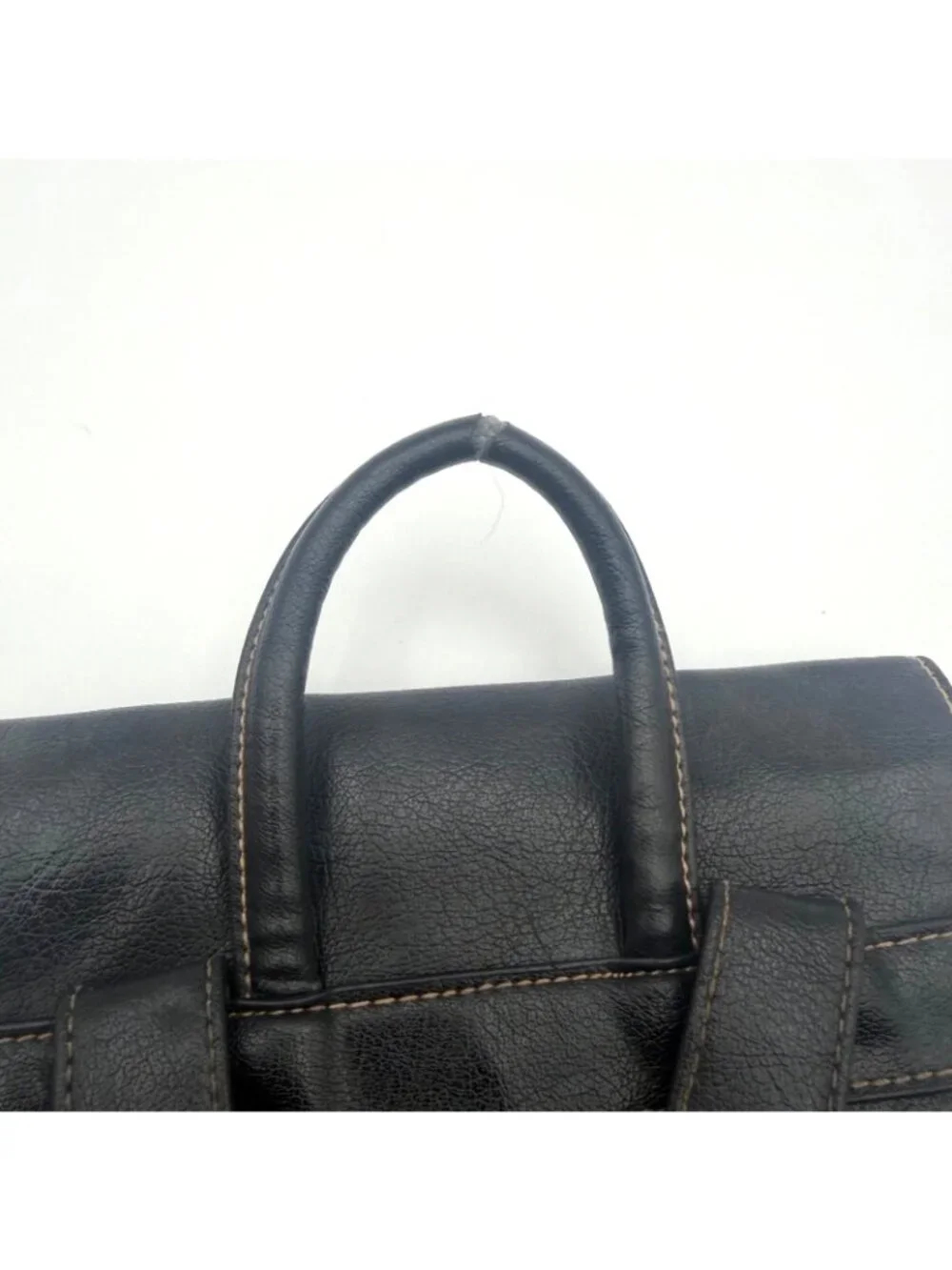 Minicci Black Faux Leather Mini Backpack Purse Silver Buckle Adjustable Straps